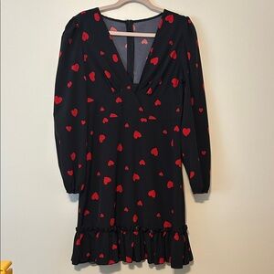 Black Dress with Red Heart Pattern